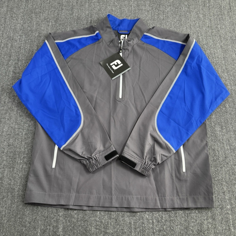 NWT FootJoy FJ Men's Large Sport Windshirt Golf Jacket Charcoal Royal Blue